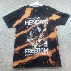 Jimi Hendrix Shirt Freedom Large Live at Atlanta‎ july 4, 1970 Black Tie Dye